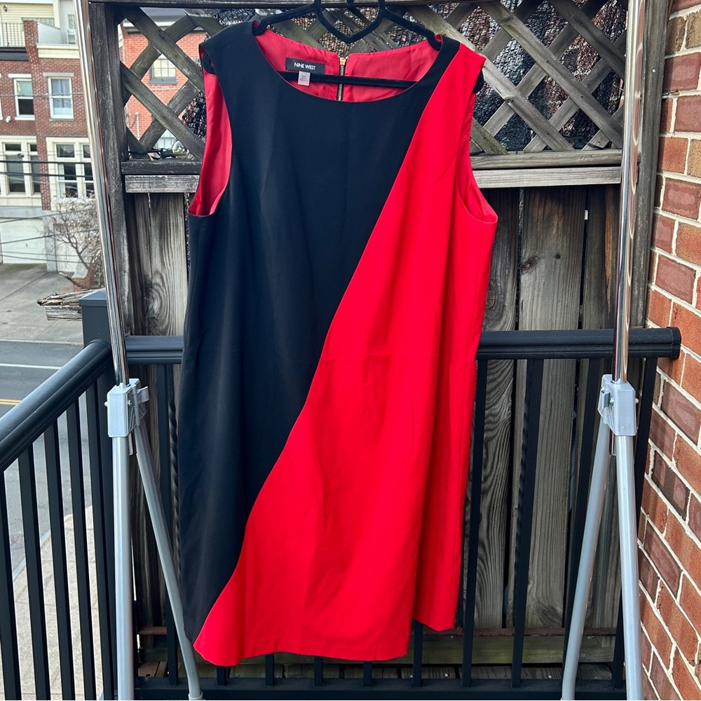 Nine West Red and Black Color Block Dress 20W